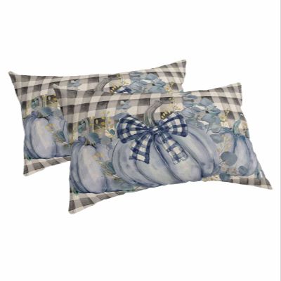 Thanksgiving Blue Pumpkins Queen Pillow Cases Set of 2, Soft Breathable Pillow Covers with Envelope Closure Decorative Pillow Shams for Bed Sofa Couch Chair 20''x30'' Black Buffalo Plaid Eucalyptus