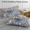 Thanksgiving Blue Pumpkins Queen Pillow Cases Set of 2, Soft Breathable Pillow Covers with Envelope Closure Decorative Pillow Shams for Bed Sofa Couch Chair 20''x30'' Black Buffalo Plaid Eucalyptus view 3