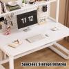SUZEPER Computer Desk with Bookshelf and Hutch, Spacious Desktop Metal Legs Bookcase,Open Storage Space Writing Study Table for Home Office Desk(35.4x23.6x70in, Teak Black) view 4