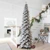 Glitzhome 15ft Pre-Lit Flocked Pencil Artificial Christmas Tree, Large Holiday Xmas Tree Chicago Frostwood Spruce with 1400 Warm White Lights and Sturdy Metal Stand for Home, Office, Party Decoration view 1
