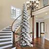 Glitzhome 15ft Pre-Lit Flocked Pencil Artificial Christmas Tree, Large Holiday Xmas Tree Chicago Frostwood Spruce with 1400 Warm White Lights and Sturdy Metal Stand for Home, Office, Party Decoration view 2