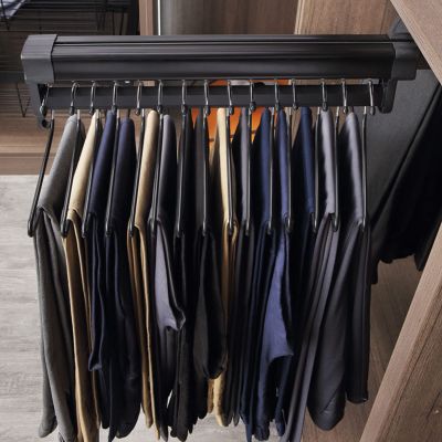 DJFKDYHPE 10-24 Inch Pull-Out Closet Valet Rod Adjustable Wardrobe Clothing Rail Top Mount Wardrobe Hanger Rack, Retractable Clothes Hanger Towel Rail Closet Organizer, 2 Colors(Black,61cm/24in)