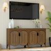 FurSch Fluted Sideboard Cabinet with Storage,Buffet Cabinet with Adjustable Shelves,Accent Storage Cabinets with Carved Arc Door Kitchen Dining Living Room (Walnut, 4 Doors) view 4