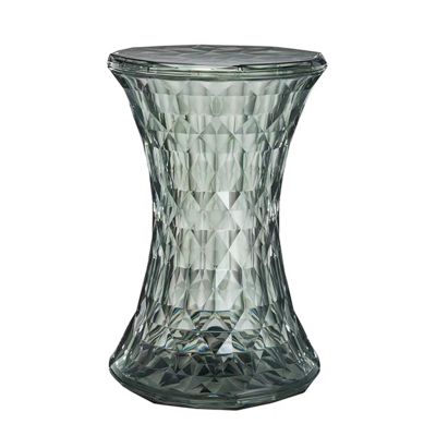 Hourglass Shape Storage Side Table, Clear Accent Small End Table, Colorful Corner Table Nightstand for Living Room Bedroom Crystal Stool(D12.2xH18.5in, Grey)