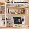 SUZEPER Computer Desk with Bookshelf and Hutch, Spacious Desktop Metal Legs Bookcase,Open Storage Space Writing Study Table for Home Office Desk(35.4x23.6x70in, Gray White) view 2