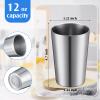 Ziliny 12 Pack Stainless Steel Cups 12oz Double Wall Vacuum Cup Stackable Insulated Metal Tumbler Drinking Glasses for Party Bar Travel Camping Outdoor and Home(Sliver) view 2