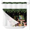 No Hook Shower Curtains with Snap in Liner, Mushrooms Frog Waterproof Fabric Shower Curtain, Spring Summer Botanical Classic Black Double Layers & See-Through Top Window Bathroom Curtains 72''x72'' view 1