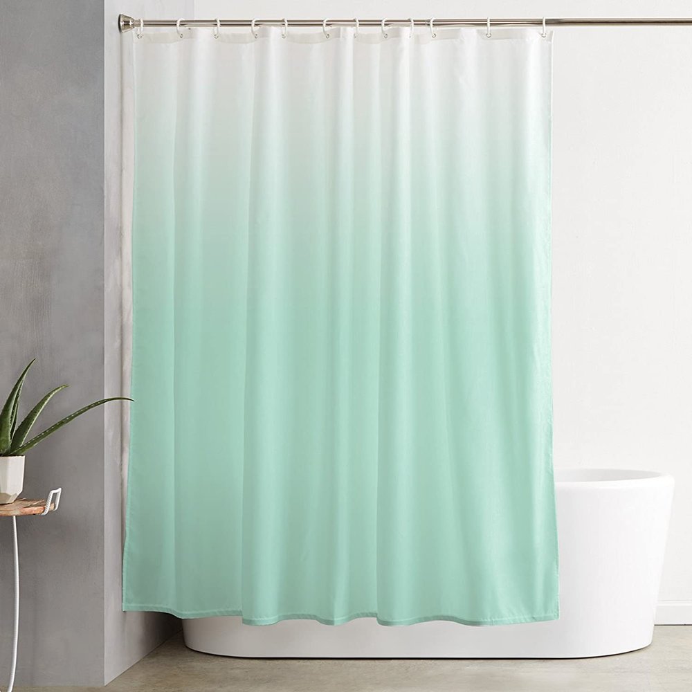 Ruian Store Shower Curtains for Bathroom-66x72in,Gradient White and Mint Green Waterproof Bath Curtain Grommet Shower Curtain Set with Hooks,Abstract Minimalism Modernity Washable Bath Accessories