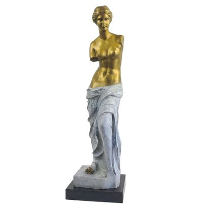 R REALONG Classic Milo'S Venus Bronze Sculpture - 28.7" Bronze Goddess Statue Symbolizing Love, Stylish Gold and Colorful Patina Finish, Abstract Art Decor for Home, Office Or Gallery (Grey)
