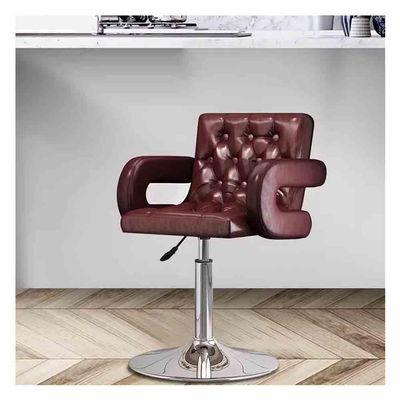 Etlegor Tall Bar Stools, Modern Square Oil Wax Skin Adjustable BarStools Counter Height Stools with Arms and Back Bar Chairs 360 Swivel Upholstered Bar Stool(Brown,41x39-54cm)