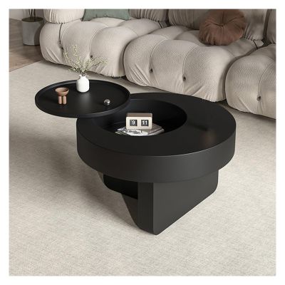 HXFAAFXH Round Black Coffee Tables for Living Room,Modern Coffee Table with Hidden Storage Compartment,Round Center Tables with Storage for Home Office,Furniture Home Decor