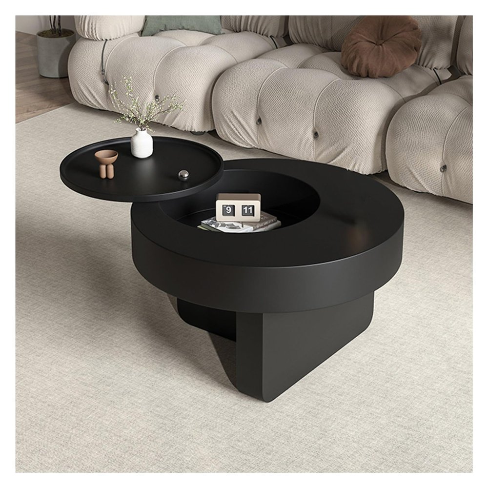 HXFAAFXH Round Black Coffee Tables for Living Room,Modern Coffee Table with Hidden Storage Compartment,Round Center Tables with Storage for Home Office,Furniture Home Decor