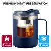 ALOUFEA 12oz Insulated Coffee Mug Cup with Handle, Stainless Steel Travel Coffee Mug with Flip Lid, Double Wall Vacuum Coffee Tumbler,Ocean Teal view 3