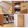 Shoe Organizer Shelf Multi-Layer Bamboo Shoe Cabinet with Flip-up Doors, Free Standing Adjustable Shoe Rack Organizer for Hallways Bedrooms Entryways Shoe Shelf for Entryway(5-Layers 80cm) view 3