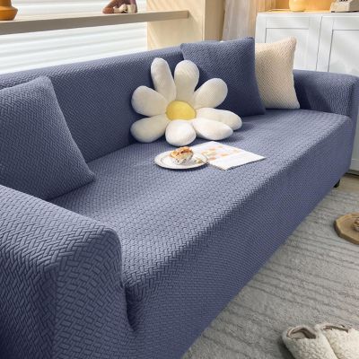 APMOE Knitted Elastic Sofa Cover, Stretch Jacquard Thick Sofa Cushion Covers, Replacement RV Dinette Cushion Covers Washable Furniture Protector with Elastic Bottom for Kids Pets, 1 Seater 35-55''