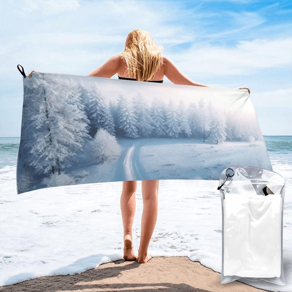 Microfiber Lightweight Beach Towel Sand Free Quick Dry Towel Winter background Towel Lightweight Travel Towels 27.5"x55" Super Absorbent Large Towels Soft Pool Towels for Women Men Camping Swim Sports