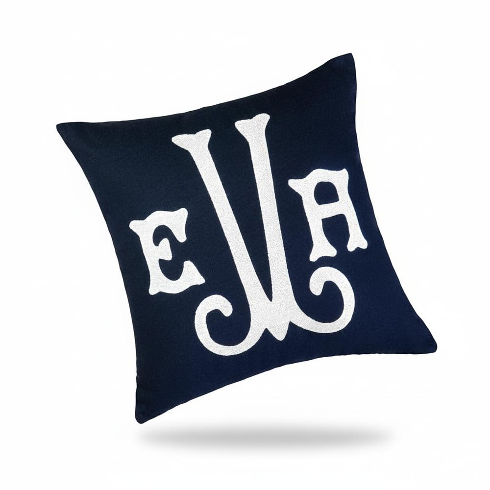 mia'spillow lab Embroidered Monogram Pillow, Personalized Wedding Monogramed Lumbar Pillow, Custom Throw Pillow, Engagement Gift for Couple, Initial Pillow