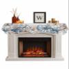 Coastal Pumpkin Fireplace Mantle Scarf,Fireplace Scarf Cover Mantel Shelf Top Scarf Runner Mantel Cover Fireplace Decoration for Holiday Living Room 70"x17" Blue Nautical Eucalyptus Starfish Woodgrain view 1
