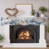 Coastal Pumpkin Fireplace Mantle Scarf,Fireplace Scarf Cover Mantel Shelf Top Scarf Runner Mantel Cover Fireplace Decoration for Holiday Living Room 70"x17" Blue Nautical Eucalyptus Starfish Woodgrain view 2