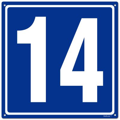 8x8" Parking Lot Number 14 Sign - High-Intensity Grade Aluminum, Weatherproof, Fade-Resistant, Curbside Number, Blue/White, Ideal for Outdoor and Indoor Use