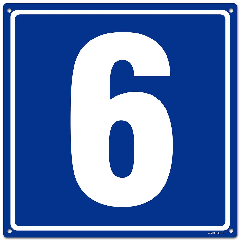 8x8" Parking Lot Number 6 Sign - High-Intensity Grade Aluminum, Weatherproof, Fade-Resistant, Curbside Number, Blue/White, Ideal for Outdoor and Indoor Use
