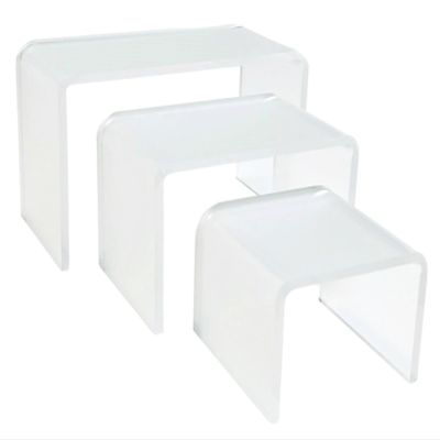 Acrylic Display Risers 3Piece ExtraSmall Riser Set (221.5, 322, 422.5) Clear 1/8" Acrylic Stands for Jewelry, Crystals, Mini Collectibles, Craft Shows (Frosted)
