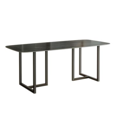 6 to 8 Peoson Indoor Dining Table, Rectangular Kitchen Dinner Table, Large Black Sintered Stone Dining Room Table, 70.8735.4329.52 inch