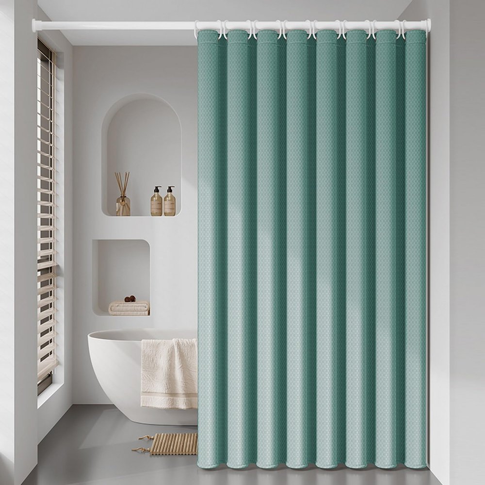 Liveinu Fabric Shower Curtain, Waterproof, Quick-Drying, Weighted Hem, Country Boho Farmhouse Bath Decor, Shower Curtains Set for Bathroom with Hooks, Green, 60" W x 72" H