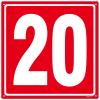 12x12" Parking Lot Number 20 Sign - High-Intensity Grade Aluminum, Weatherproof, Fade-Resistant, Curbside Number, Red/White, Ideal for Outdoor and Indoor Use view 1