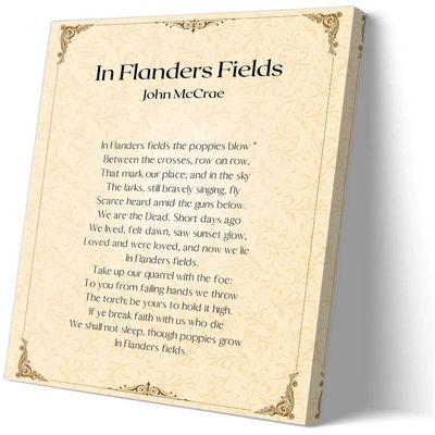 Wajizvl In Flanders Fields Poem Wall Art Prints Poetry Inspirational Quote Poster Decoration Bathroom Artwork Modern Pictures for Bedroom (20.00" x 30.00",Ready to hang)