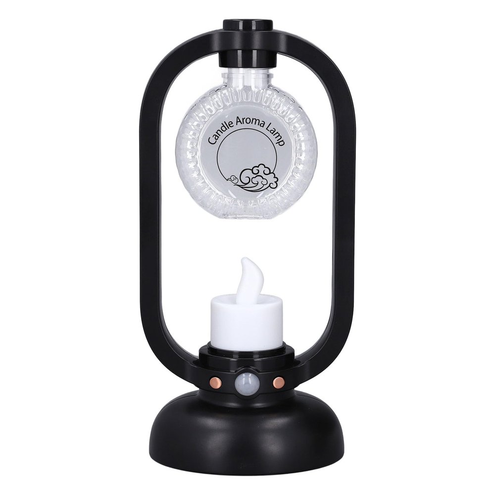 Haofy Diffuser Humidifier, Retro Candlelight Ultrasonic Cool Mist with RGB Lighting, Portable Night Light for Bedroom, Office (Black)