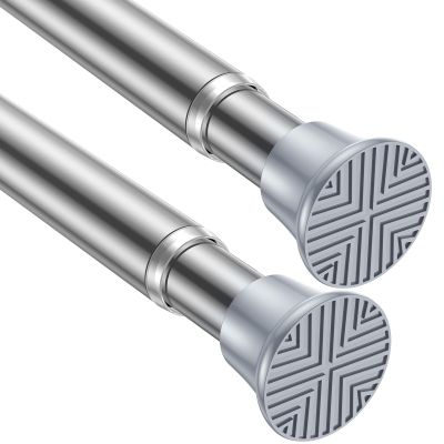 AIZESI Tension Curtain Rod 18-36 inch2Pcs Adjustable Tension Rod Silver Curtain Tension Rod No Drilling Small Spring Tension Curtain Rod