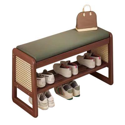 MARIYCH Entryway Shoe Bench, End of Bed Bench with Storage, Upholstered Shoe Rack Bench, Solid Wood Shoe Ottoman Bench for Living Room, Bedroom
