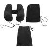 DriKou Travel Neck Pillow Adult Airplane Pillow, with Hat Inflatable Pillow Travel Essentials Washable and Adjustable, for Office Airplane and Car Rest (Black) view 1