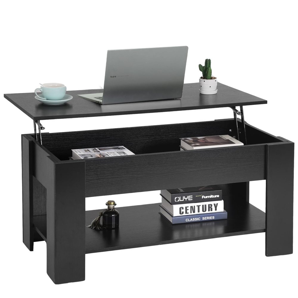 Coffee Table Lift Top Coffee Tables with Hidden Compartment Storage Lift Tabletop Dining Table for Home,Black