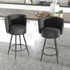 Bar Stools Set of 4, 27" Velvet Counter Height Bar Stools with Backs & Footrest Metal Legs, Upholstered Barstools Set of 4 for Kitchen Island, Counter, Cafes, Dining Room, Kitchen Stool (Dark Gray view 2