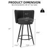 Bar Stools Set of 4, 27" Velvet Counter Height Bar Stools with Backs & Footrest Metal Legs, Upholstered Barstools Set of 4 for Kitchen Island, Counter, Cafes, Dining Room, Kitchen Stool (Dark Gray view 3