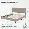 Novilla King Size Bed Frame with Adjustable Headboard Platform King Bed Frame Linen Fabric Upholstered Headboard, No Box Spring Needed, Noise-Free, Wooden Slats Support, Easy Assembly, Beige view 2