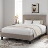 Novilla King Size Bed Frame with Adjustable Headboard Platform King Bed Frame Linen Fabric Upholstered Headboard, No Box Spring Needed, Noise-Free, Wooden Slats Support, Easy Assembly, Beige view 3