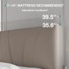 Novilla King Size Bed Frame with Adjustable Headboard Platform King Bed Frame Linen Fabric Upholstered Headboard, No Box Spring Needed, Noise-Free, Wooden Slats Support, Easy Assembly, Beige view 4
