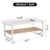 45'' Mid Century Modern Coffee Table,Rattan Coffee Table with Ribbed Glass Top and PE Rattan Storage Shelf,Glass Coffee Table for Living Room Reception Room Office Tea Room view 2