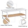 45'' Mid Century Modern Coffee Table,Rattan Coffee Table with Ribbed Glass Top and PE Rattan Storage Shelf,Glass Coffee Table for Living Room Reception Room Office Tea Room view 3