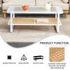 45'' Mid Century Modern Coffee Table,Rattan Coffee Table with Ribbed Glass Top and PE Rattan Storage Shelf,Glass Coffee Table for Living Room Reception Room Office Tea Room view 4