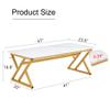 47'' Mid Century Modern Coffee Table,Rectangular Center Table with Rock Slab Tabletop with Imitation Marble Pattern and Thickened Metal Support,Modern Coffee Table for Living Room view 2