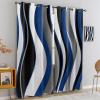 Abstract Wave Living Room Blackout Curtains, Black Grey Blue White Stripe Print Thermal Insulation Curtains, Grommet Privacy Bedroom Curtains for Dining Room Office Kids Room Decor (72"W x 72"L) view 3