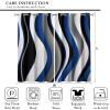 Abstract Wave Living Room Blackout Curtains, Black Grey Blue White Stripe Print Thermal Insulation Curtains, Grommet Privacy Bedroom Curtains for Dining Room Office Kids Room Decor (72"W x 72"L) view 4