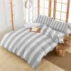 Alandar Home Duvet Cover Sets Grey Stripes White Striped,3 Piece Bed Set Ultra Soft Quilt Covers and Pillowcases,Modern Geometric Art Microfiber Bedding Set for Bedroom Guest Room Dorm view 3