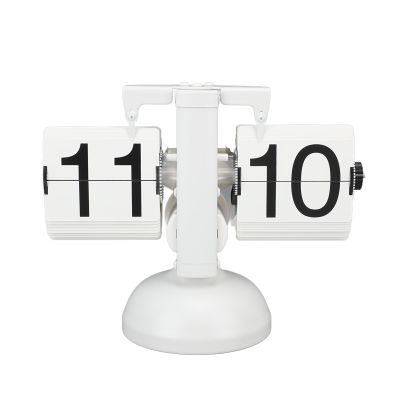 flexman Flip Desk Clock, 24 Hours Adjustable 304 Stainless Steel Large Number Retro Table Clock, Flip Clock for Living Room, Bedroom, Study, Outdoor (All White)