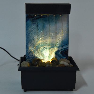 Gavigain LED Tabletop Fountain, USB Marble Water Fountain Ornaments LED Tabletop Fountain with Stones Home Office Table Decoration
