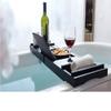 Bath Caddy Tray Bathtub shelf Expandable Bamboo Bath Tub Tray with Extending Sides Built in Book Tablet Cellphone Tray Wineglass Holder Bathtub tray view 3